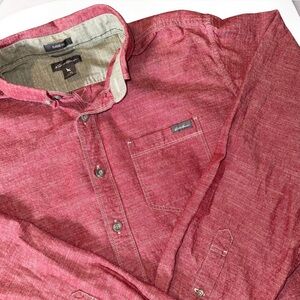 Eddie Bauer Mens TL Tall Large Red Chambray Shirt Classic Fit Long Sleeve Cotton